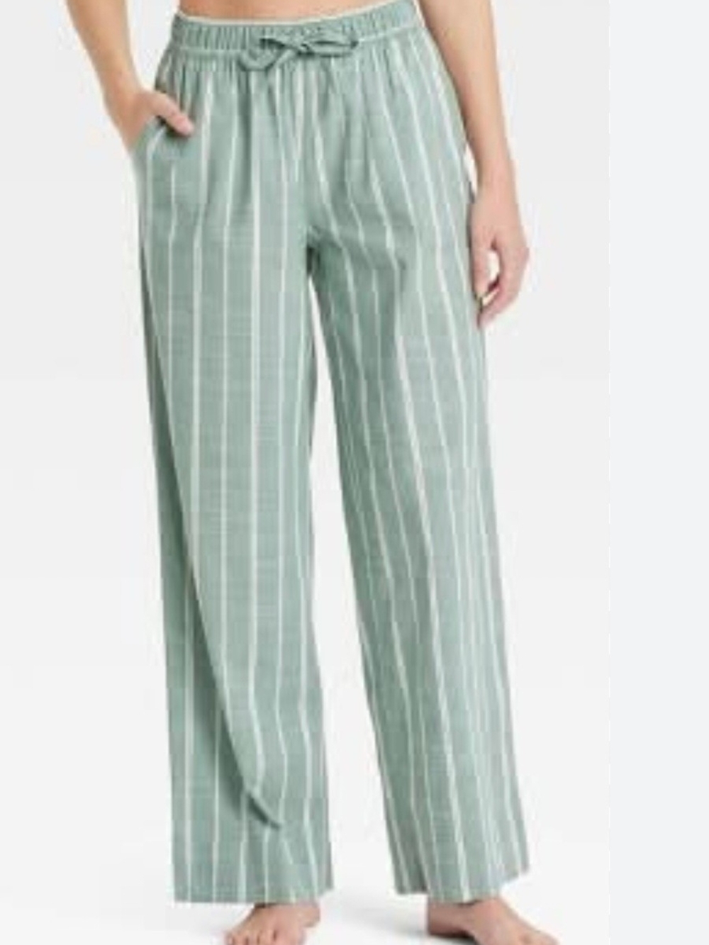 Auden Blue & White Striped Wide-Leg Lounge Pants
